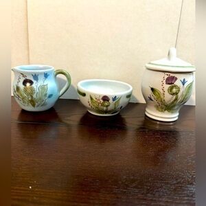 Buchan Vintage 3pc Thistleware Portobello stoneware cream and sugar set